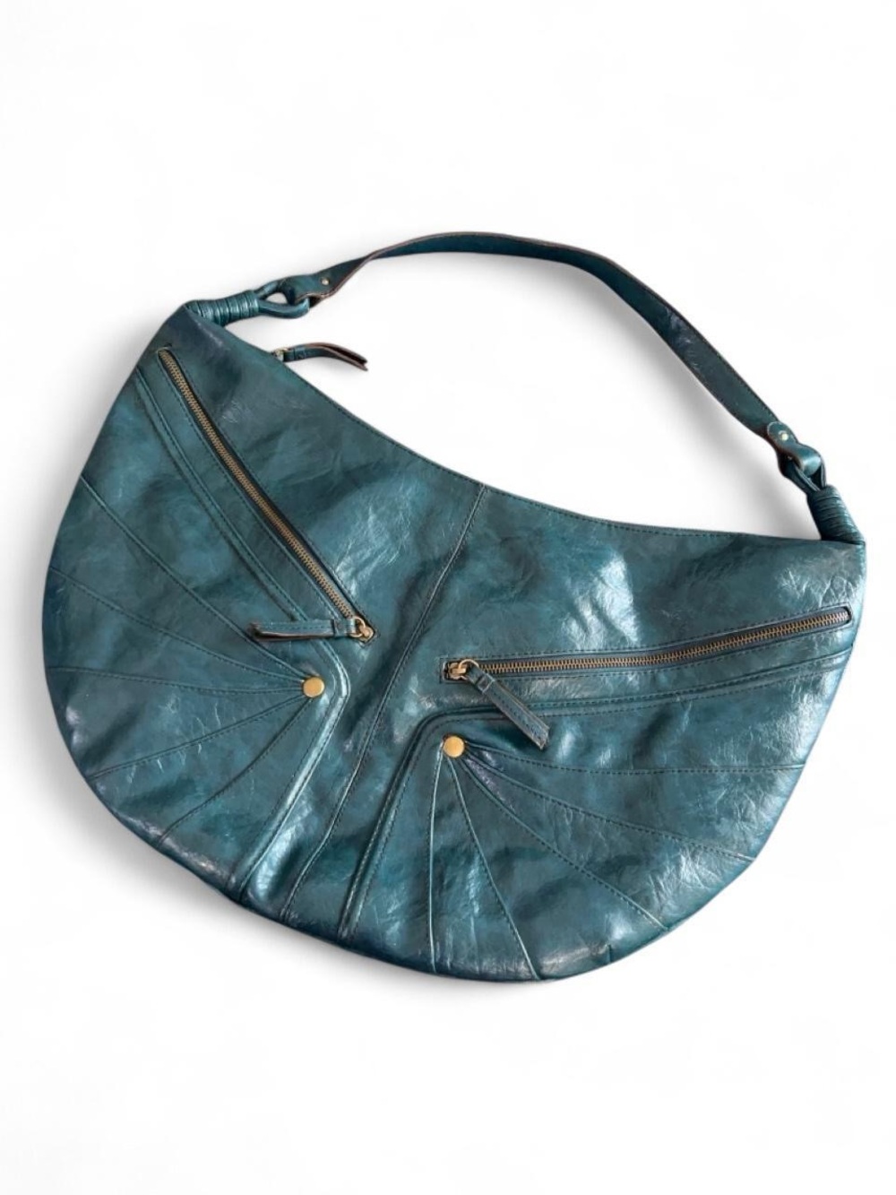 Vintage Y2K Canyon River Teal Faux Leather Hobo Shoulder Bag